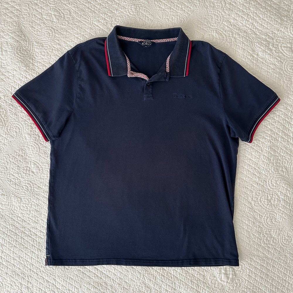 Ben Sherman Men’s Striped Tipped Polo Shirt Short Sleeve XL
